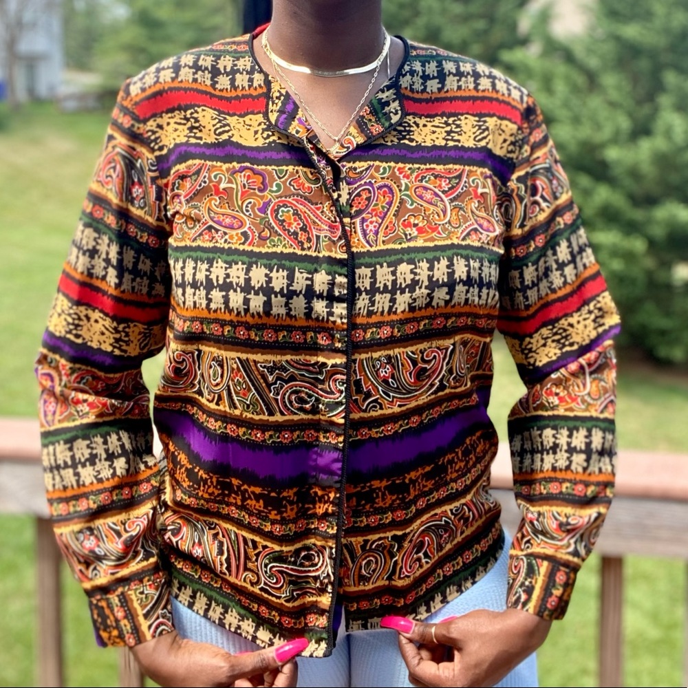 Vintage Paisley Blouse Vibrant Colors